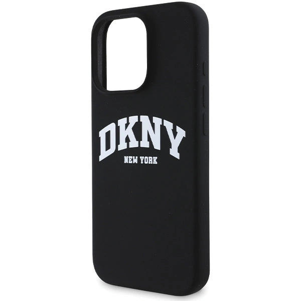 DKNY силиконов бял щампован лого MagSafe калъф за iPhone 16 Pro Max - черен