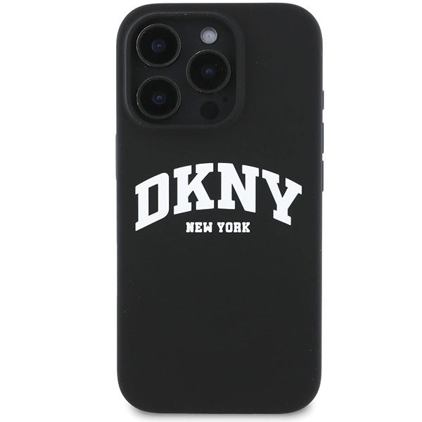 DKNY силиконов бял щампован лого MagSafe калъф за iPhone 16 Pro Max - черен