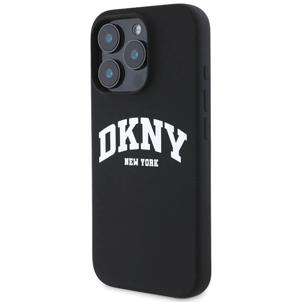 DKNY силиконов бял щампован лого MagSafe калъф за iPhone 16 Pro Max - черен