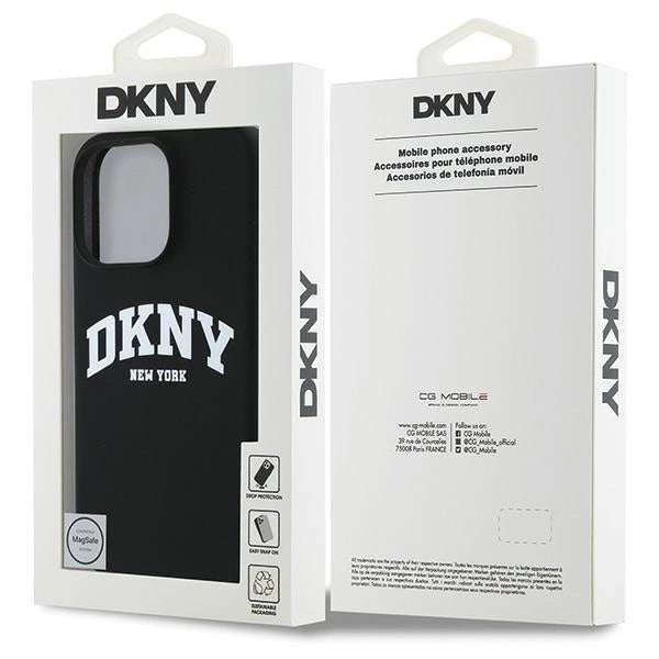 DKNY силиконов бял щампован лого MagSafe калъф за iPhone 16 Pro Max - черен