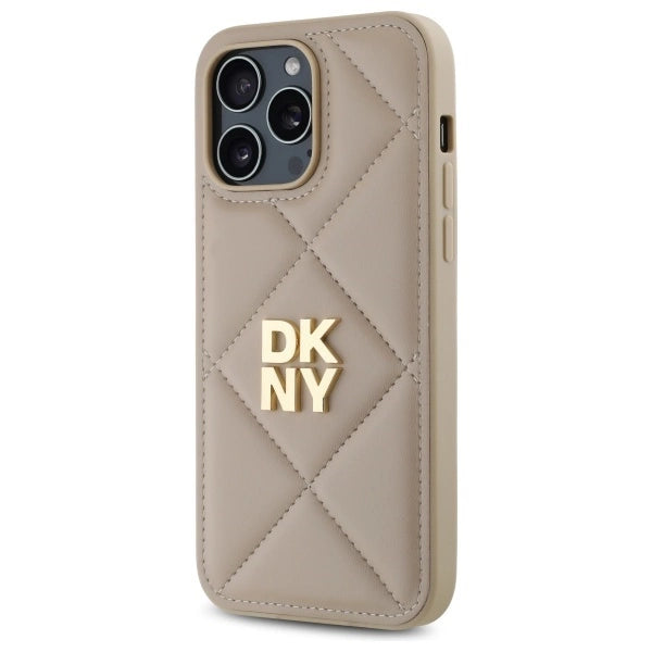 Калъф DKNY Quilted Stack Logo iPhone 14 Pro Max - бежов