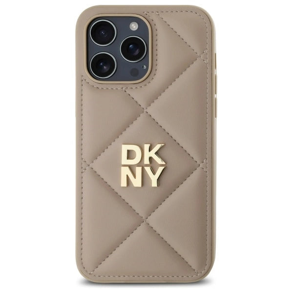 Калъф DKNY Quilted Stack Logo iPhone 14 Pro Max - бежов