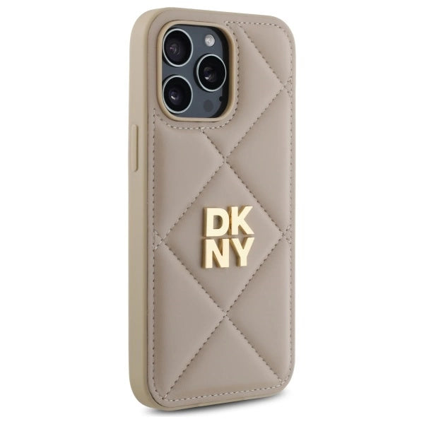Калъф DKNY Quilted Stack Logo iPhone 14 Pro Max - бежов