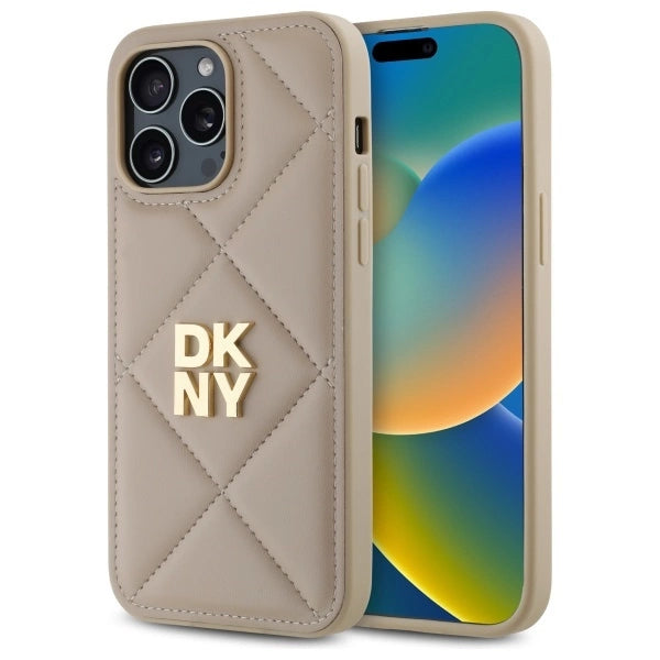Калъф DKNY Quilted Stack Logo iPhone 14 Pro Max - бежов