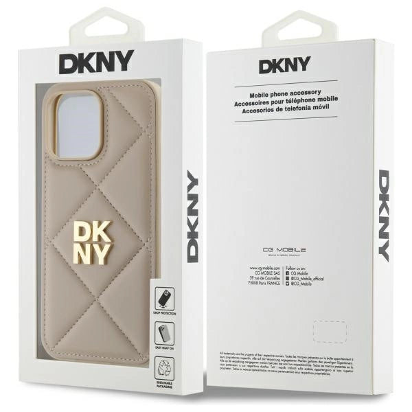 Калъф DKNY Quilted Stack Logo iPhone 14 Pro Max - бежов