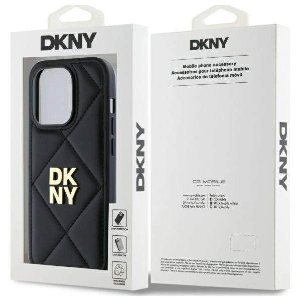 Калъф DKNY Quilted Stack Logo iPhone 14 Pro Max - черен