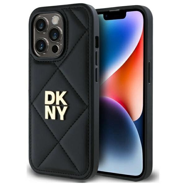 Калъф DKNY Quilted Stack Logo iPhone 14 Pro Max - черен