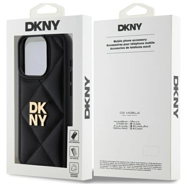 Калъф DKNY Quilted Stack Logo iPhone 15 Pro - черен