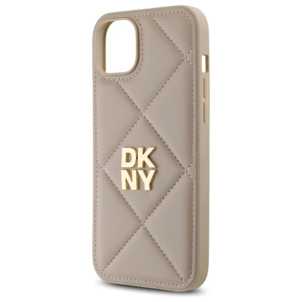Калъф DKNY Quilted Stack Logo iPhone 15 Plus - бежов