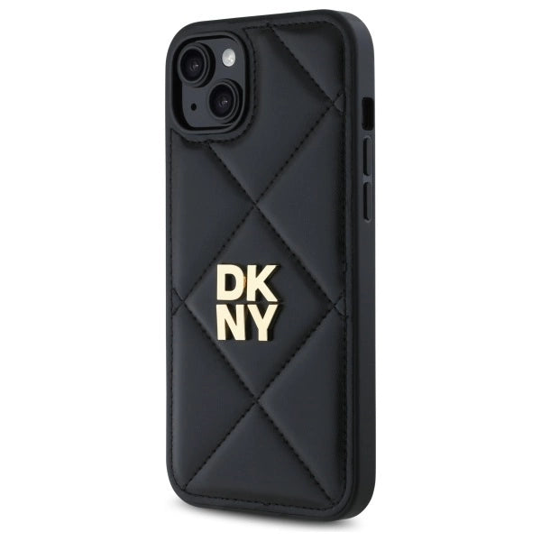 Калъф DKNY Quilted Stack Logo iPhone 15 Plus - черен