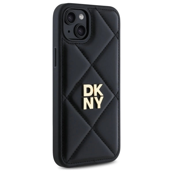 Калъф DKNY Quilted Stack Logo iPhone 15 Plus - черен