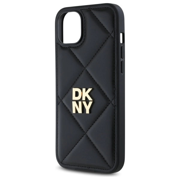 Калъф DKNY Quilted Stack Logo iPhone 15 Plus - черен