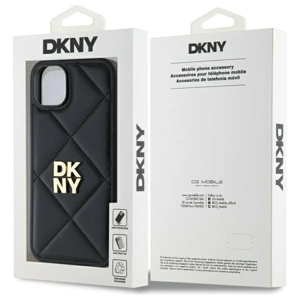 Калъф DKNY Quilted Stack Logo iPhone 15 Plus - черен