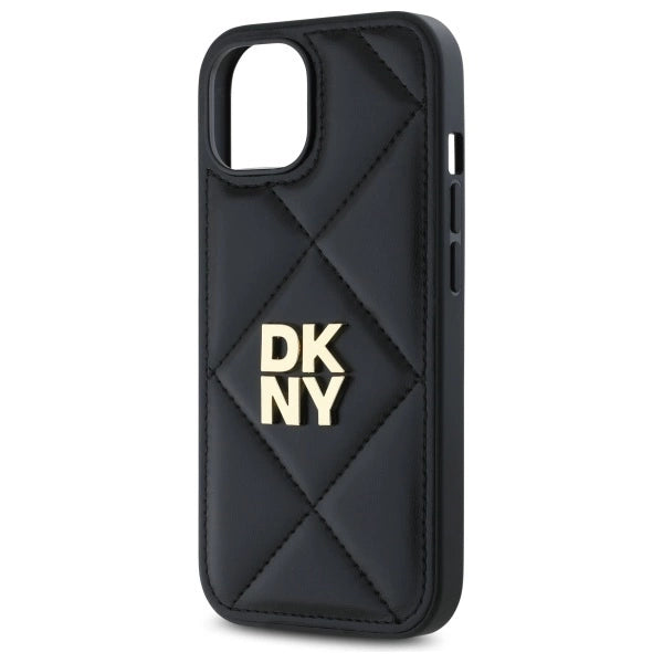 Калъф DKNY Quilted Stack Logo iPhone 15 - черен