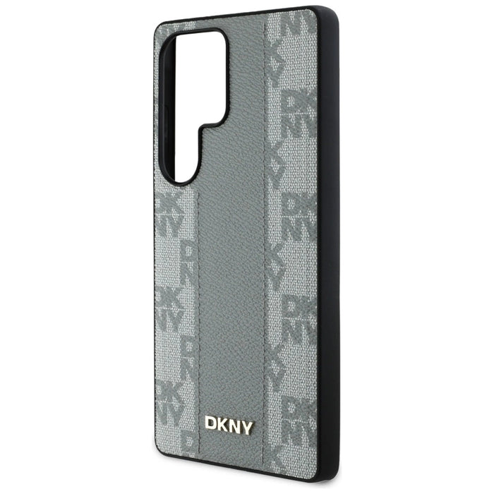DKNY кожен кариран калъф MagSafe за Samsung Galaxy S25 Ultra - сив