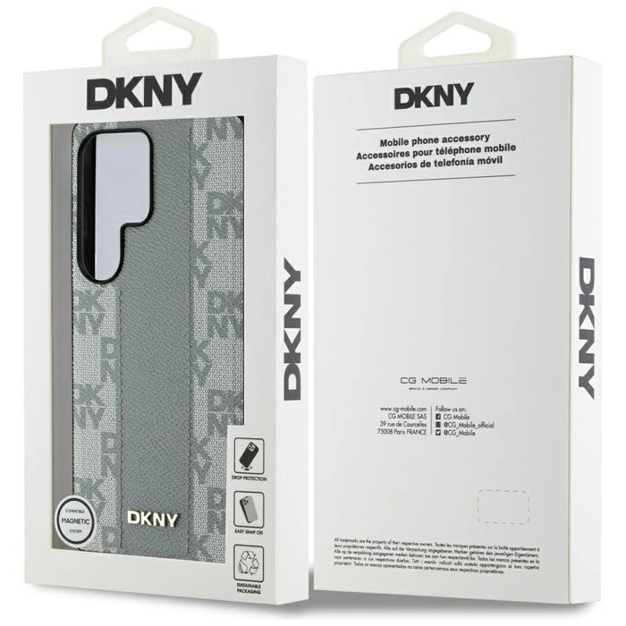 DKNY кожен кариран калъф MagSafe за Samsung Galaxy S25 Ultra - сив