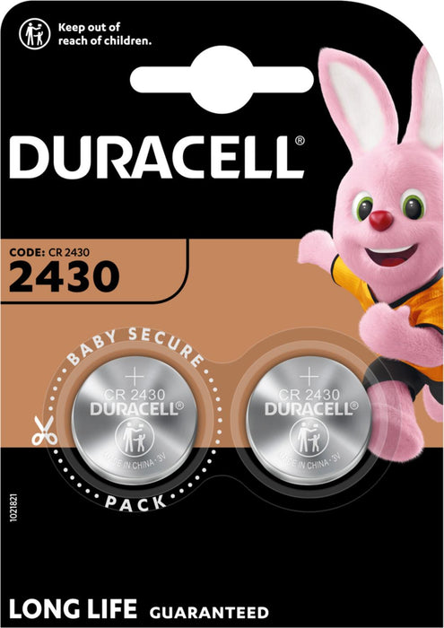 Бутонна батерия литиева DURACELL CR2430, 3V, 2 бр. в блистер, цена за 2 бр. батерии