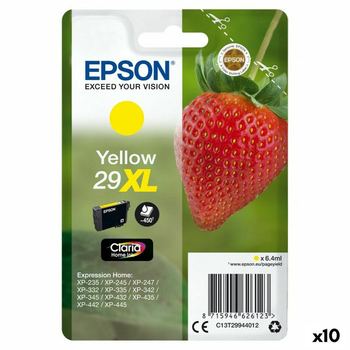 Оригиална касета за мастило Epson XP 235 332 335 432 435 - Nº 29 XL Жълт (10 броя)