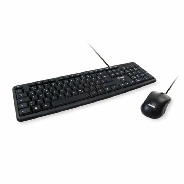 Клавиатура с мишка Equip 245201 Черен Испанска Qwerty испански