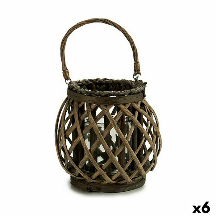 Поставка за свещ Gift Decor 38617 38617 Кафяв Сив плетена ракита Cтъкло 29,5 x 24 x 22 cm (6 броя)