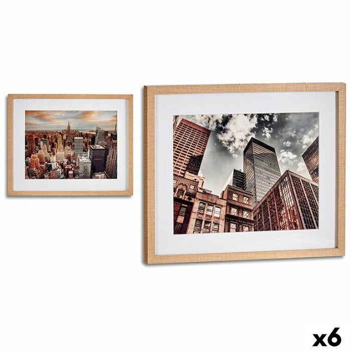 Картина Gift Decor 94948 94948 Кафяв Дървен Cтъкло Сграда 43 x 3 x 53 cm (6 броя)