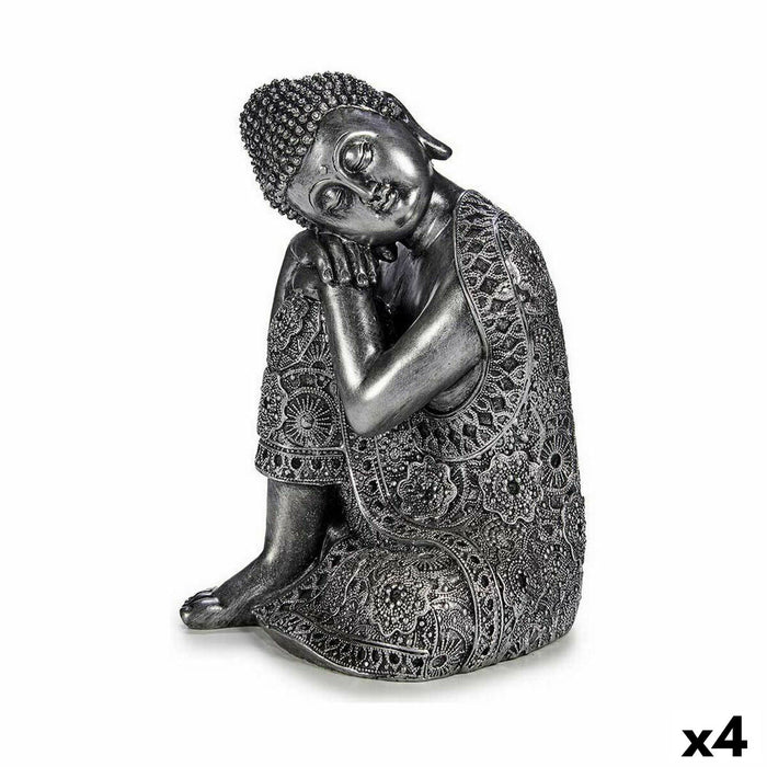 Декоративна фигурка Gift Decor XS19701-B XS19701-B Сребрист Сребро Буда Седнал 20 x 30 x 20 cm (4 броя)