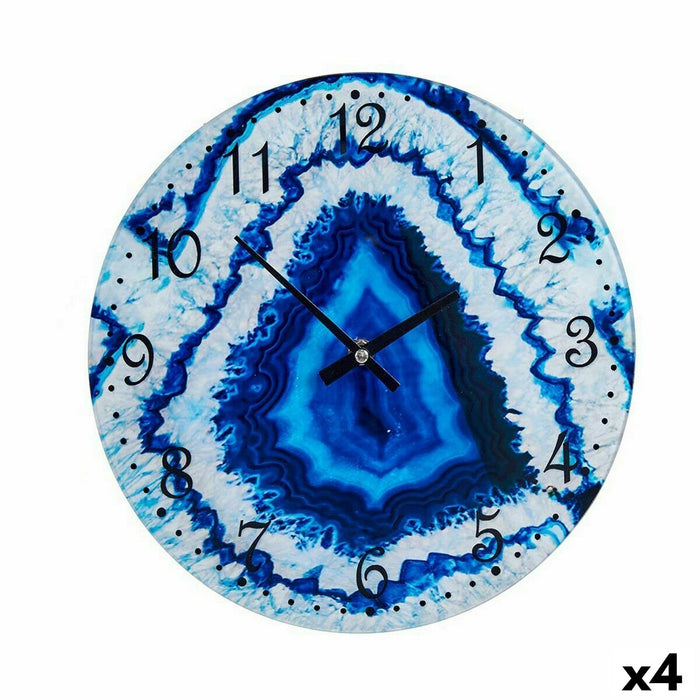 Стенен часовник Gift Decor 18S6903-N-CLK-30CM 18S6903-N-CLK-30CM Син Кристал Мрамор 30 x 4 x 30 cm (4 броя)