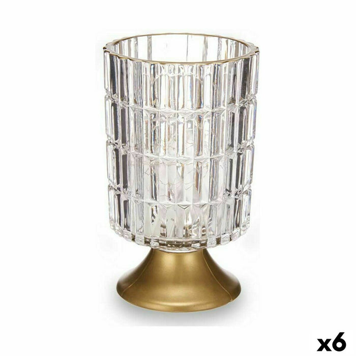 LED Фенер Gift Decor L1118BMMS-T L1118BMMS-T Прозрачен Златен Cтъкло 10,7 x 18 x 10,7 cm (6 броя)