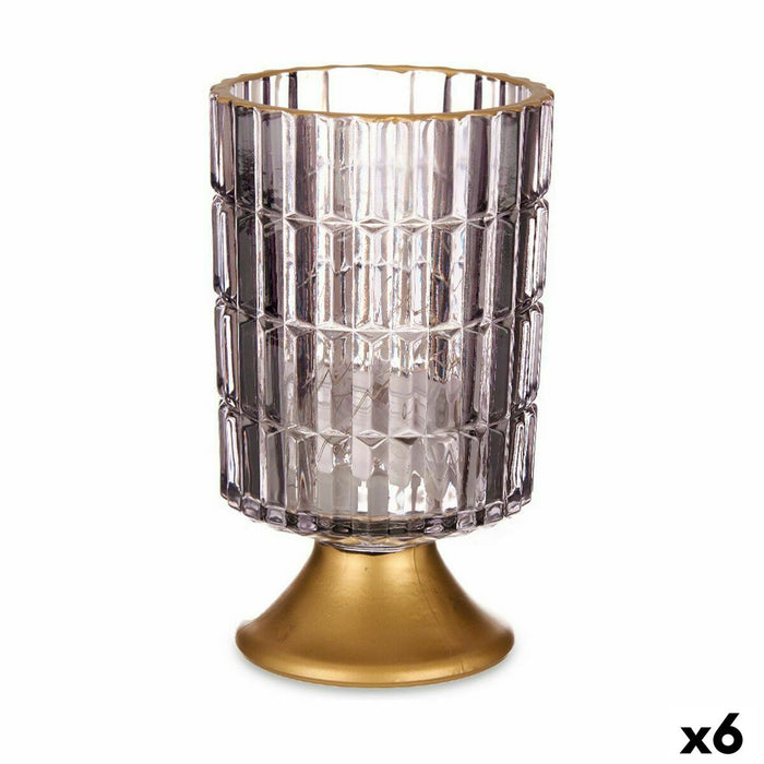 LED Фенер Gift Decor L1118BMMS-S L1118BMMS-S Сив Златен Cтъкло 10,7 x 18 x 10,7 cm (6 броя)