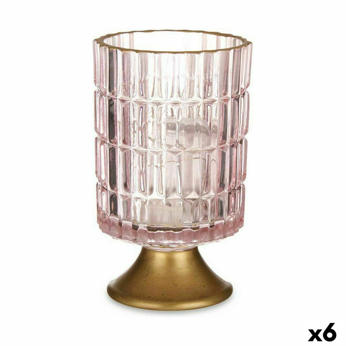 LED Фенер Gift Decor L1118BMMS-C L1118BMMS-C Розов Златен Cтъкло 10,7 x 18 x 10,7 cm (6 броя)