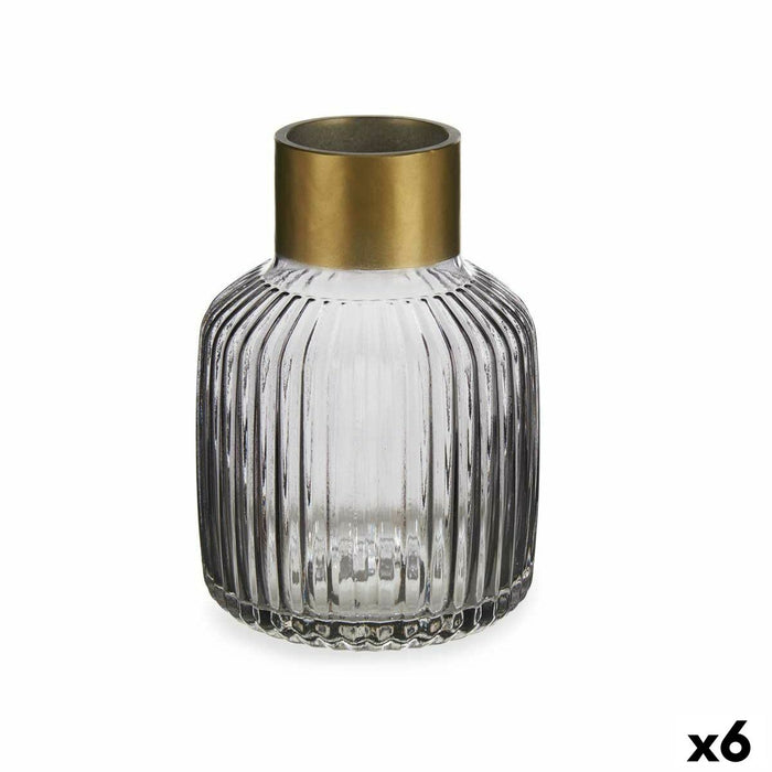 Ваза Gift Decor V1522IP-S V1522IP-S Сив Златен Cтъкло Райета 14,5 x 22 x 14,5 cm (6 броя)