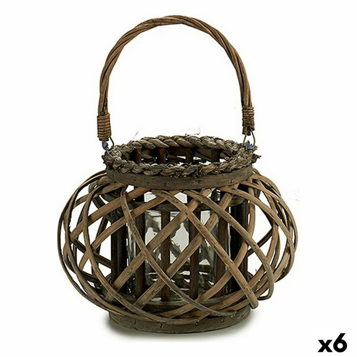 Latern Gift Decor 38619 38619 Кафяв плетена ракита Cтъкло 30 x 18,5 x 23 cm (6 броя)