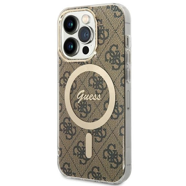 Калъф Guess IML 4G MagSafe за iPhone 15 Pro - кафяв