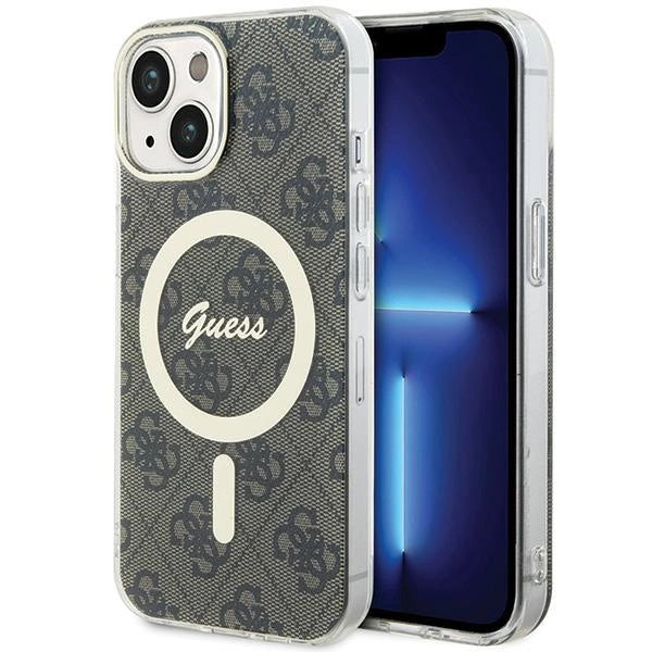 Калъф Guess IML 4G MagSafe за iPhone 15 - кафяв