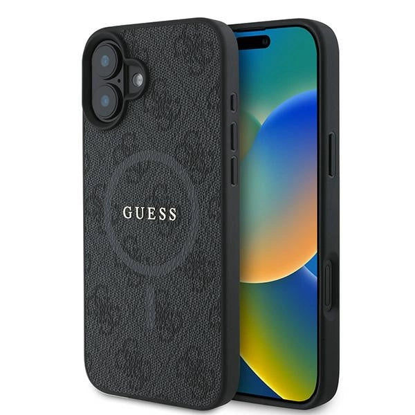 Калъф Guess 4G Ring Classic Logo MagSafe за iPhone 16 Plus - черен