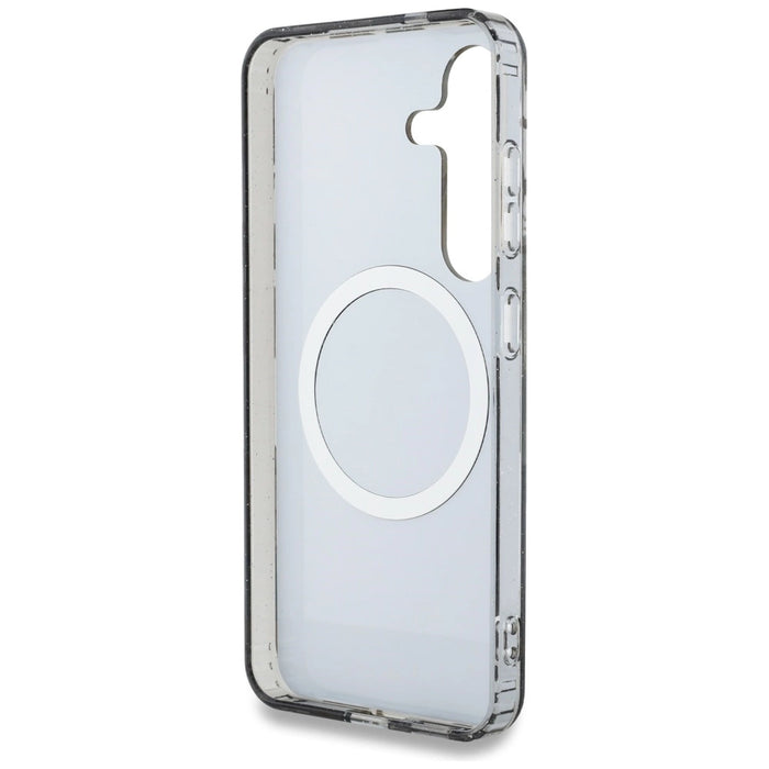 Калъф Guess Glitter Flowers Triangle Buttons MagSafe за Samsung Galaxy S25 черен