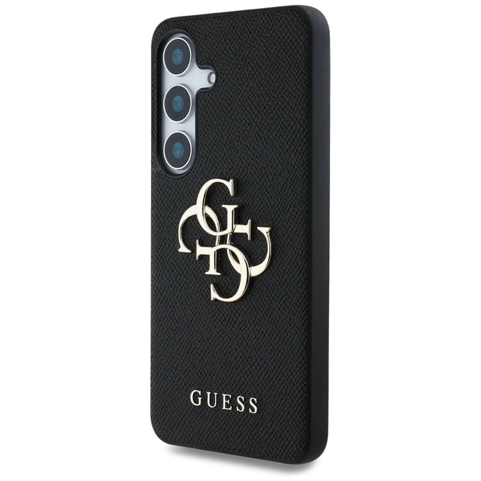 Guess Grained Big 4G Logo Small Classic Logo калъф за Samsung Galaxy S25 черен