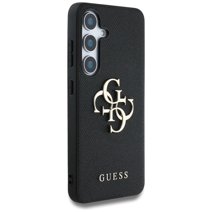 Guess Grained Big 4G Logo Small Classic Logo калъф за Samsung Galaxy S25 черен