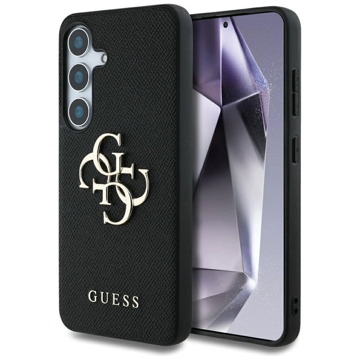Guess Grained Big 4G Logo Small Classic Logo калъф за Samsung Galaxy S25 черен