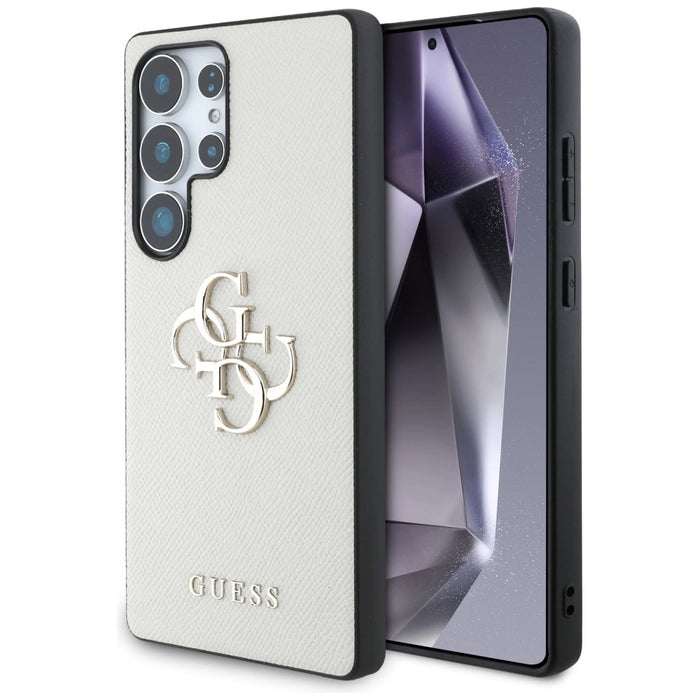 Guess Grained Big 4G Logo Small Classic Logo Case за Samsung Galaxy S25 Ultra бежов