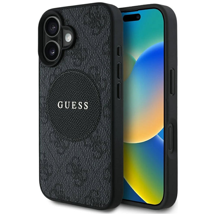 Калъф Guess 4G Circle Classic Logo MagSafe за iPhone 16 - черен