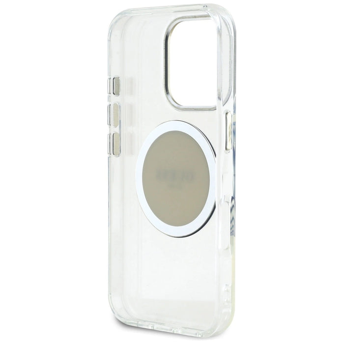 Калъф Guess IML Metal Colored Circle Classic Logo MagSafe за iPhone 16 Pro - сив