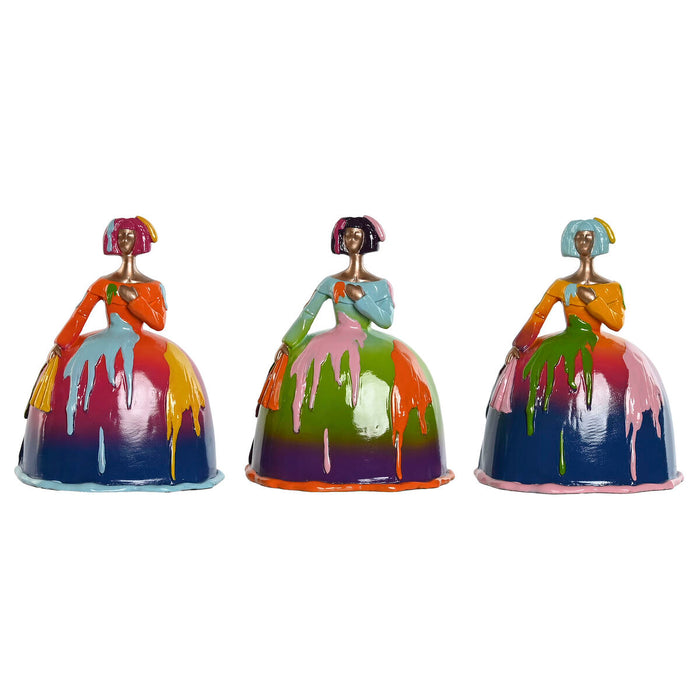 Декоративна фигурка Home ESPRIT Многоцветен Дама 17 x 13 x 21 cm (3 броя)
