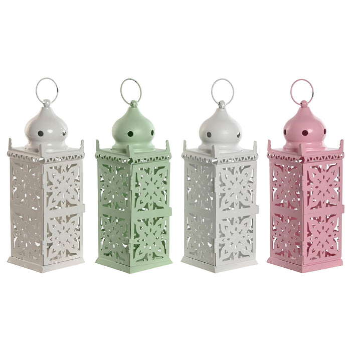 Latern Home ESPRIT Бял Зелен Розов Желязо Ориенталски 10 x 10 x 30 cm (4 броя)