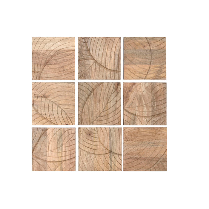 Декорация за стена Home ESPRIT Естествен Модерен Лист на растение 90 x 3 x 90 cm (9 Части)