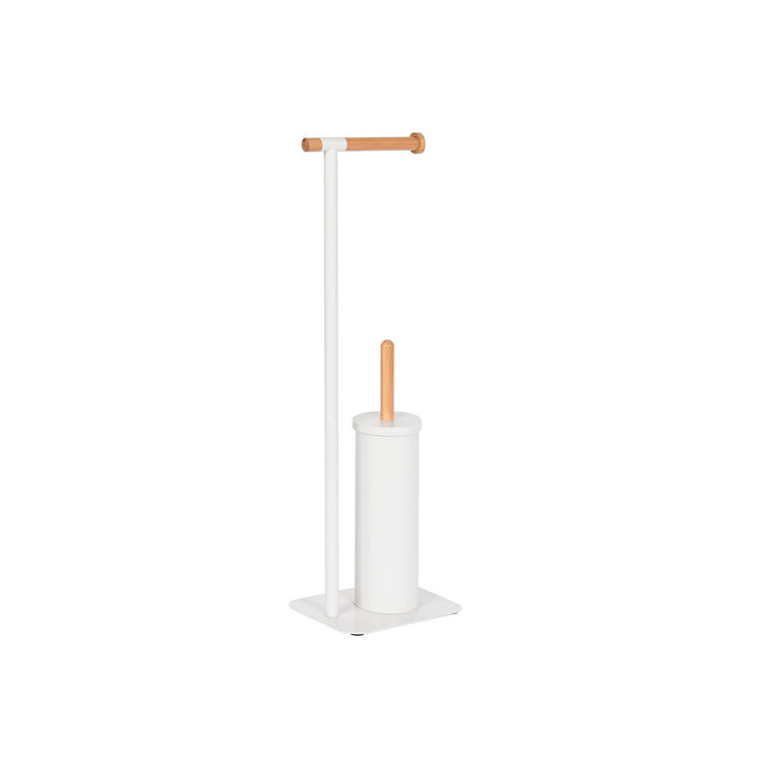 Поставка за Тоалетна Хартия Home ESPRIT Бял Естествен Метал Бамбук 22 x 16 x 68 cm