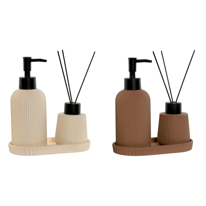 Комплект за Баня Home ESPRIT Сметана теракота ABS Dolomite 17 x 9 x 2 cm 3 Части (2 броя)
