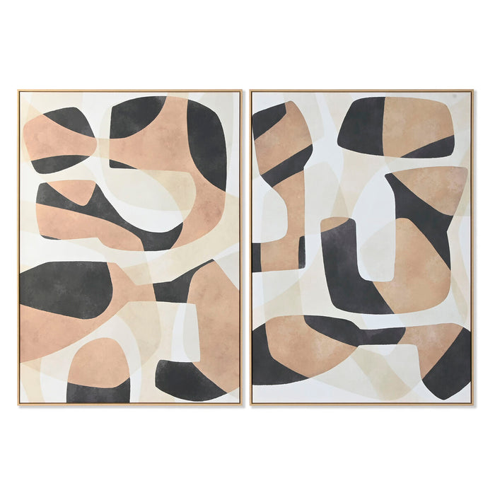 Картина Home ESPRIT Кафяв Черен Абстрактен Град 100 x 4 x 140 cm (2 броя)