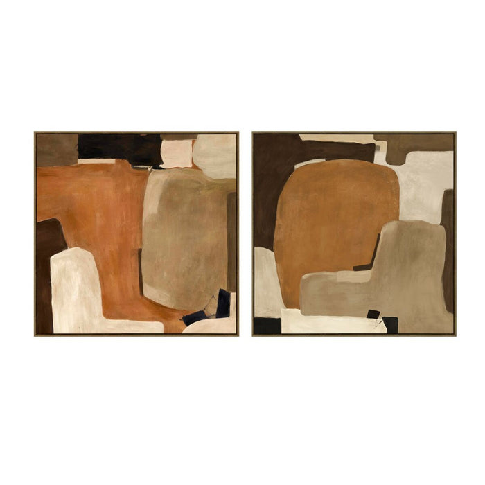 Картина Home ESPRIT Кафяв Бежов Абстрактен Град 100 x 4 x 100 cm (2 броя)