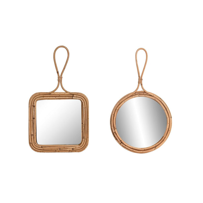Стенно огледало Home ESPRIT Естествен 24 x 2,5 x 40 cm (2 броя)